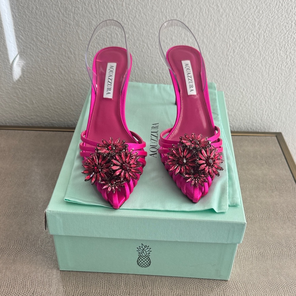 Aquazzura Fuchsia Embellished Heels